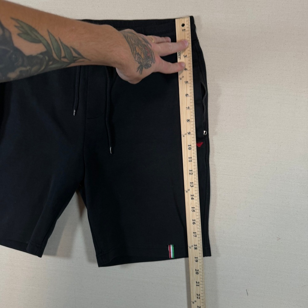 Armani Jeans Mens XXL Slim Fit Large Sweat Shorts Black Italy AJ Logo Drawstring - Picture 5 of 9